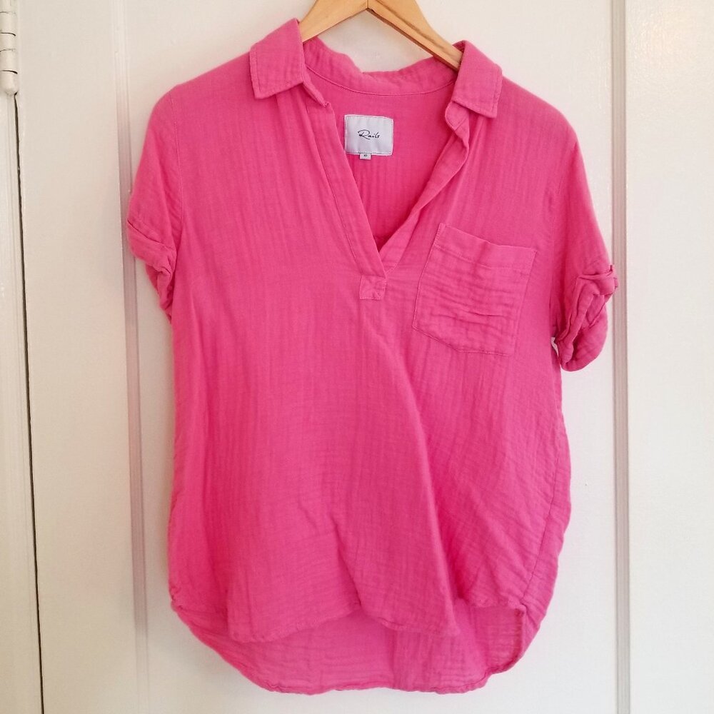 Rails Pink Collared Shortsleeve Top XS